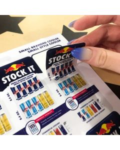 product sticker labels redbull cooler
